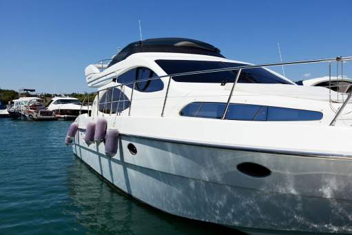 Large White Yacht on an inlet  