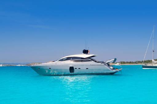 Boat on beautiful blue water