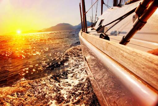 Boat with a sunset in the background